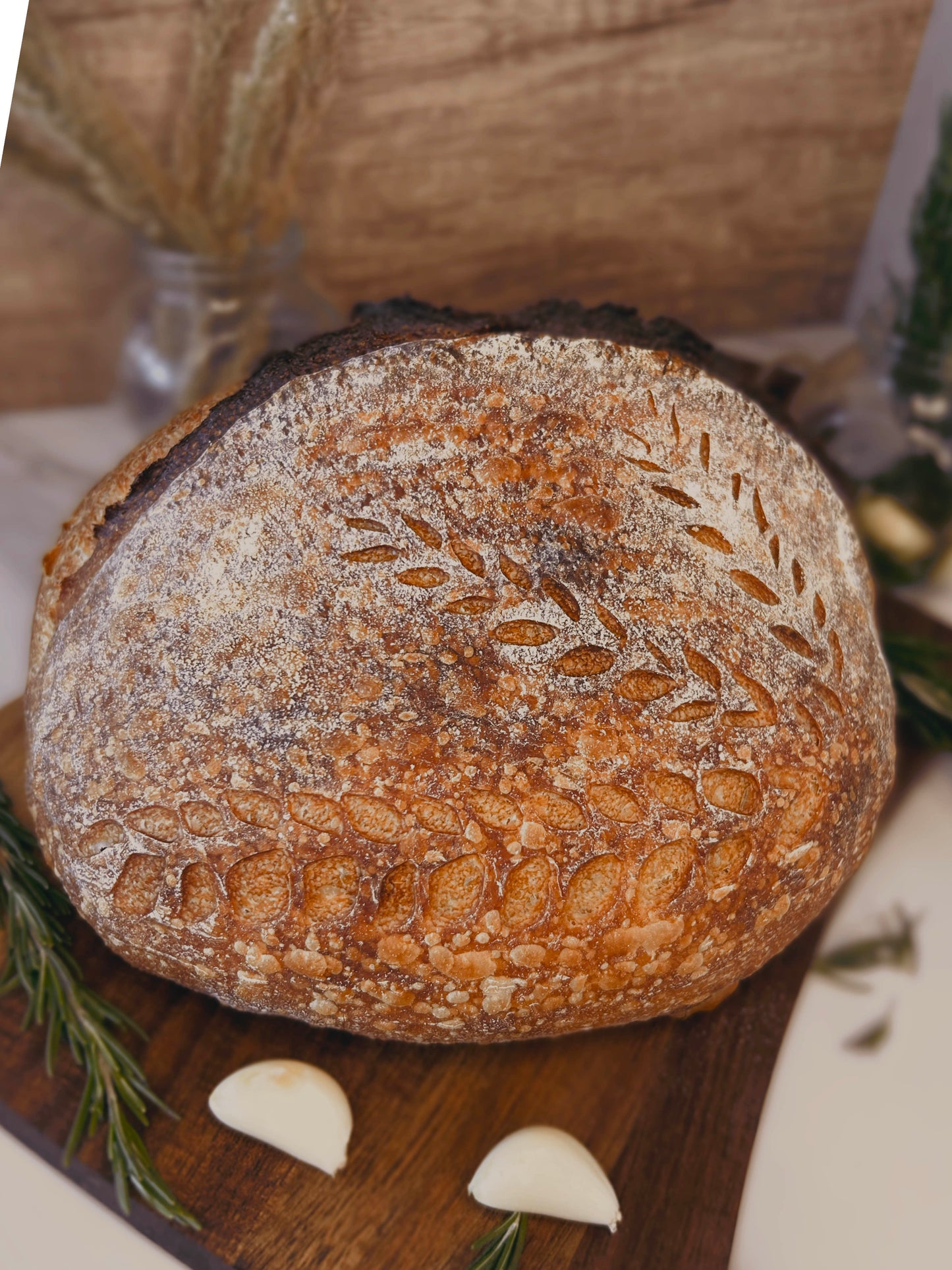 Roasted Garlic & Rosemary Sourdough Boule